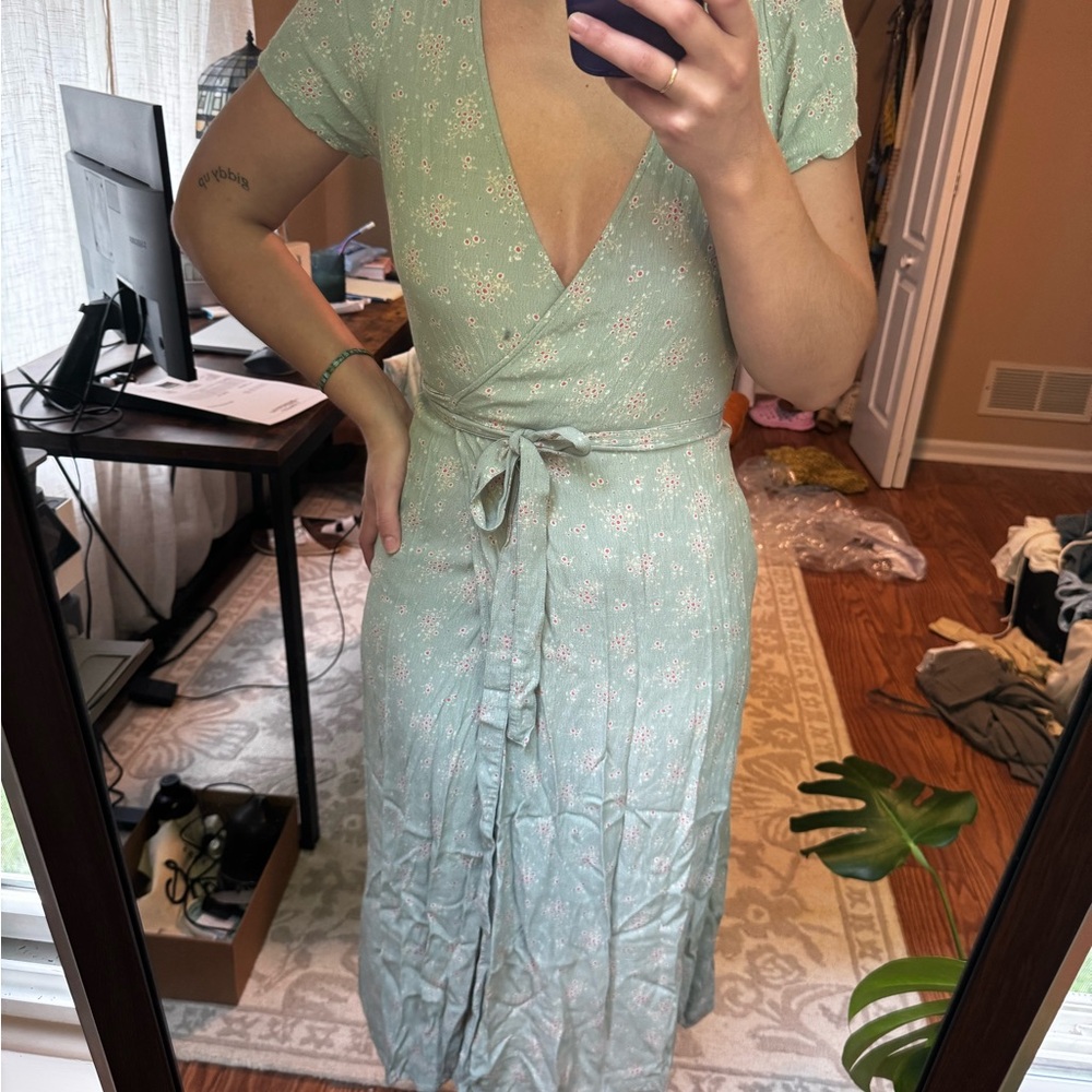 GAP Mint Green Floral Midi Dress